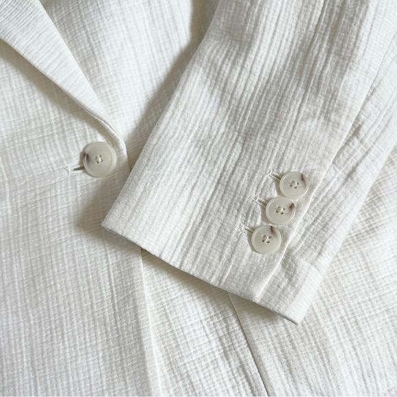 Talbots Textured Double Breasted Ivory Longline Blazer Size 12 NWT Boxy Fit - Picture 5 of 8
